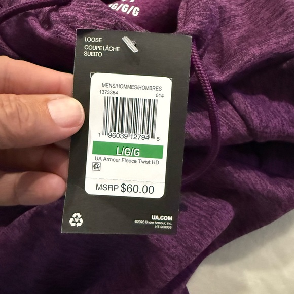Under Armour Mens Hoodie Purple Sweatshirt New with Tags Size Large E65 - Picture 6 of 6